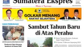 Cover/halaman depan Harian Sumatera Ekspres edisi 1 Januari 2024 versi epaper. (Dok. Myedisi) 
